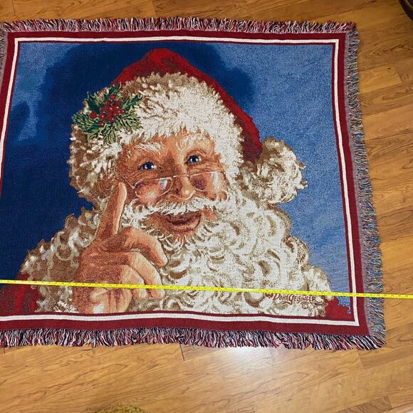 Donna Gelsinger Santa Claus Tapestry Throw Blanket 100% Cotton 50" x 60" - Picture 6 of 7